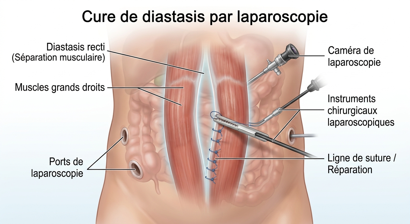 Cure de diastasis par laparoscopie